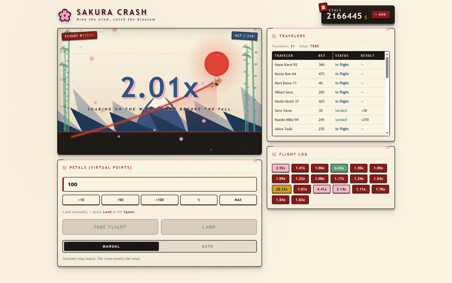 Sakura Crash — HTML5 Provably Fair Crash Game
