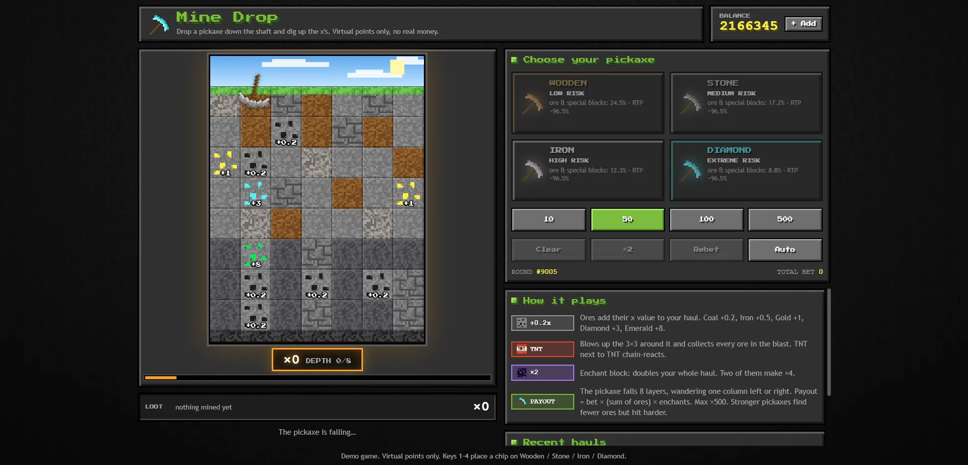 Mine Drop — HTML5 Mining Drop Game