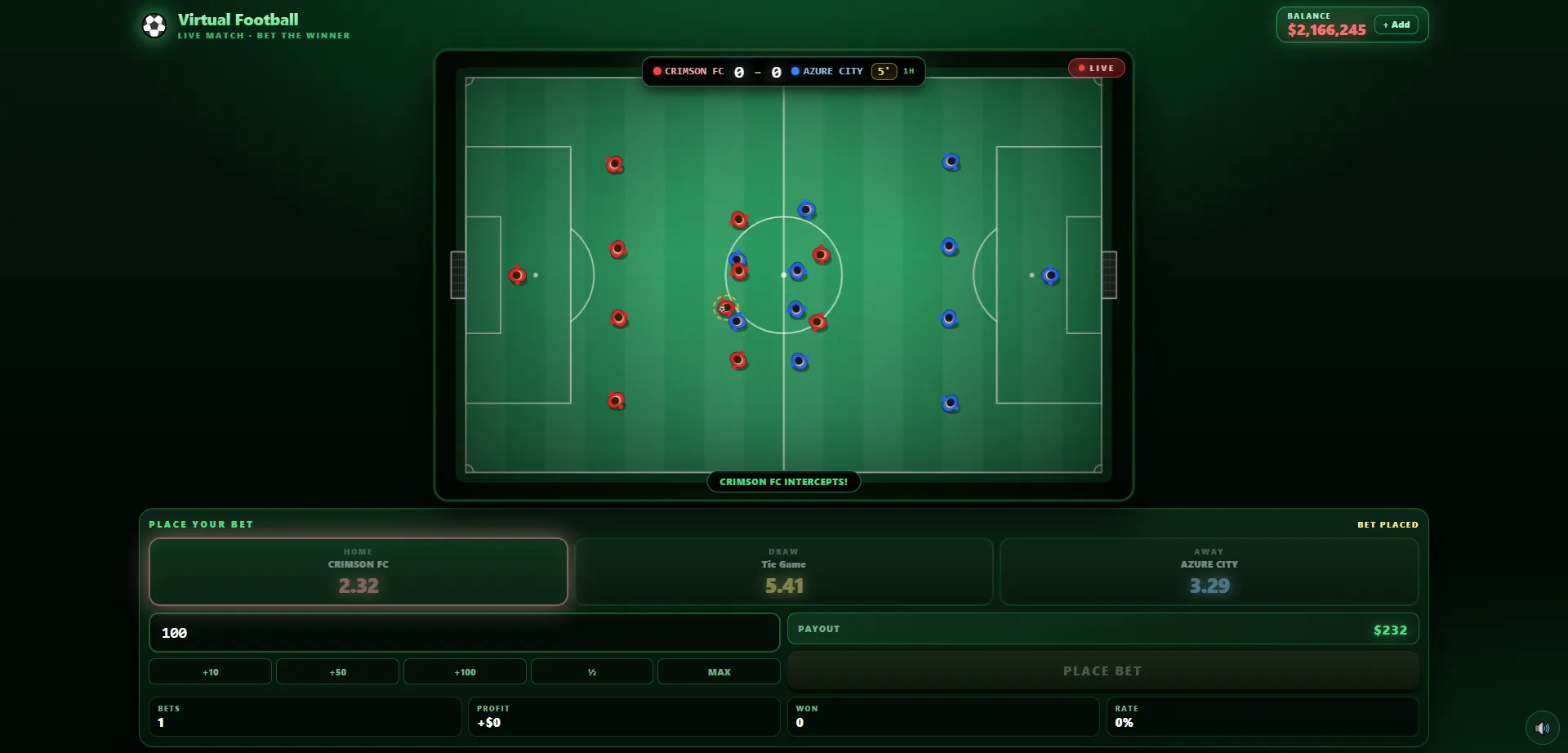 Virtual Football — HTML5 Digital League Game